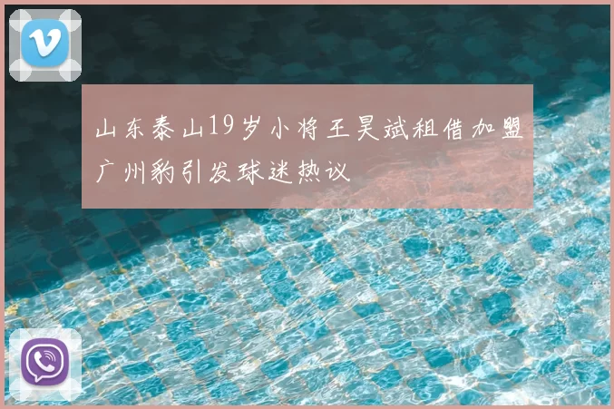 山东泰山19岁小将王昊斌租借加盟广州豹引发球迷热议